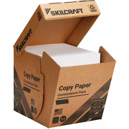 SKILCRAFT  Copy Paper,50%PC,92 Bright,8-1/2"x11",2500/BX,WE