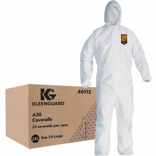 Ansell Healthcare Products  Coveralls,Zipper,Elastic Hood/Back/Wrist/Ankle,2X,25/CT,WE