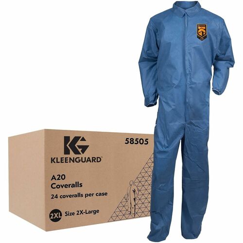 Ansell Healthcare Products  Coveralls,ZipperFront,Elastic Back/Wrist/Ankle,2X,24/CT,WE