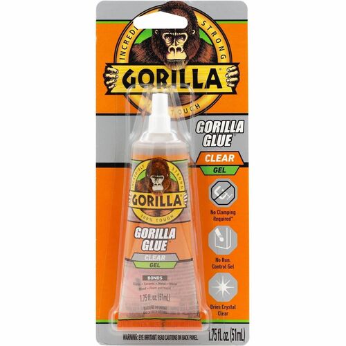 The Gorilla Glue Company  Glue,Gel,No-Run,No-Clamp,Indoor & Outdoor,1.75 oz,Clear-GOR113455