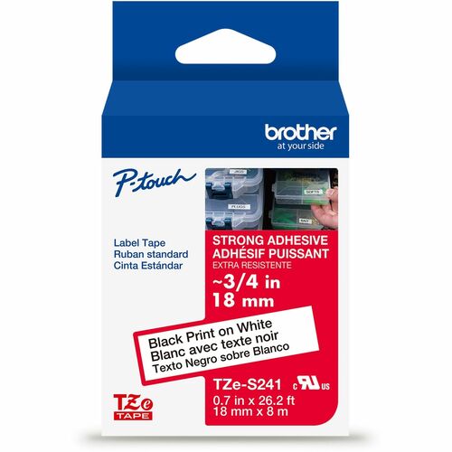 Brother  Label Tape,Xtra-Strength,f/P-touch,0.7"x26.2',BlackonWhite