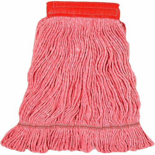 Genuine Joe  Mophead,Looped,Cotton Synthetic,4-Ply,5" Headband,Large,Red-GJO47541