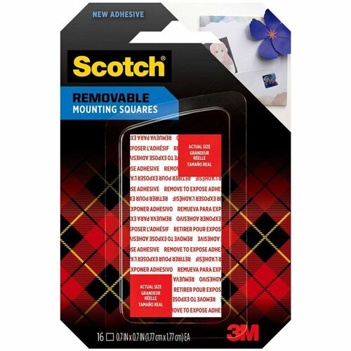 3M  Mounting Tape Squares, Removable, 1"x1", 16/PK