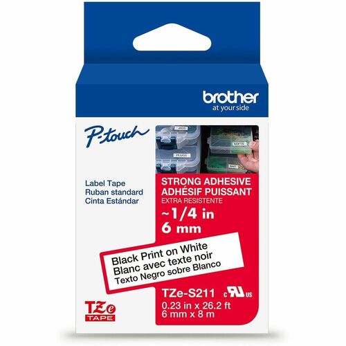 Brother  Label Tape,Xtra-Strength,f/P-touch,0.23"x26.2',BlackonWhite