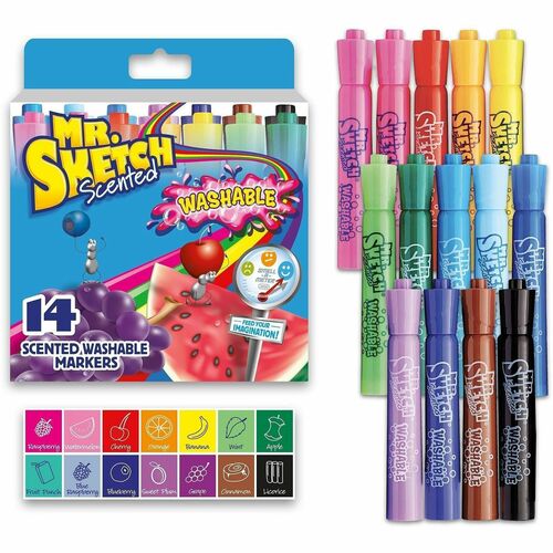 Newell Brands  Markers, Scented, Washable, Chisel Tip, 14/ST, AST