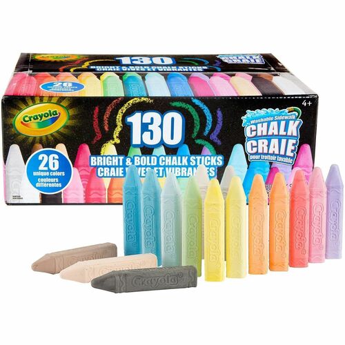Crayola  Sidewalk Chalk, Washable, 26 Colors, 130/PK, Assorted