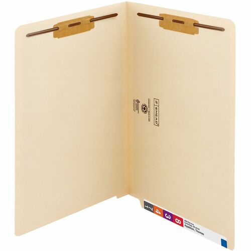 Smead  Fastener Folder,3/4" Exp,2 Fast/Pos 1 and 3,Legal,50/BX,MLA