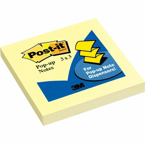 3M  Original Pop-up Notes, 100 Sheets/Pad, 3"x3", Yellow