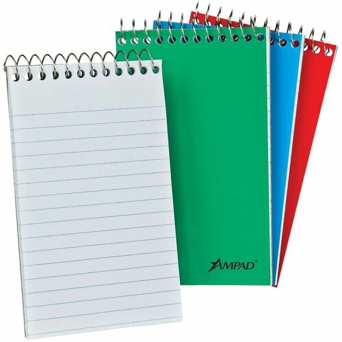 Ampad  Notebooks,Memo,TopBound,Compact,60SH/Book,Ruled,12/PK,AST