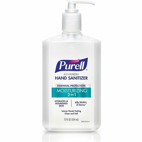 Gojo  Hand Sanitizer,Moisturizing,2in1,ResidueFree,Pump,12oz,Clear-GOJ369812