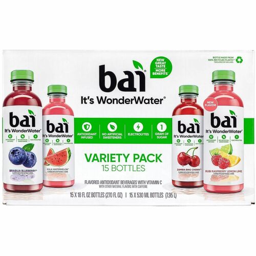 Green Rabbit  Water,Flavored,Low-Calorie,Fruit Flavors,15/CT,Multi-GRR22000656