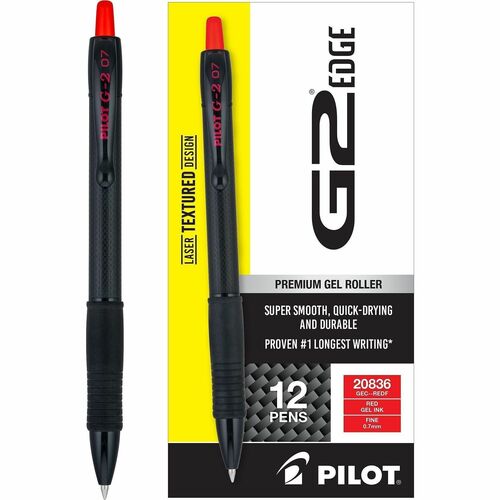 Pilot  Pen,w/Grip,Refillable,Gel,Fine-Point,0.7mm,12/DZ,Red Ink