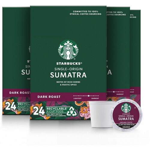 Starbucks  Coffee,Sumatra,Dark Roast,K-Cup,24/BX,4/CT,Brown