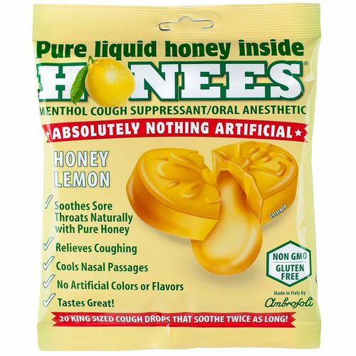 Green Rabbit  Cough Drops,Honey Lemon,6 Pouches/CT,MI-GRR29300005