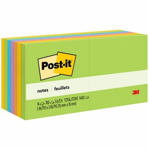 3M  Post-it Notes,Value Pk, 3"x3", 100 Sht/Pad, 14/PK, Jaipur