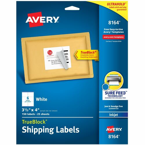 Avery  Inkjet Labels, Shipping, Permanent, 3-1/3"x4", 150/PK, WE