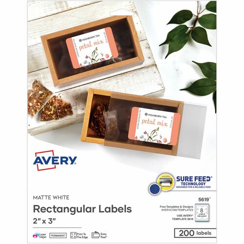 Avery  Labels,Rectangular,SureFeed,Inkjet&Laser,2"x3",200/PK,MTEWE