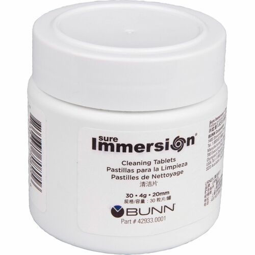 Bunn  Cleaning Tablets, f/BUNN Sure Immersion,30/Jar,White