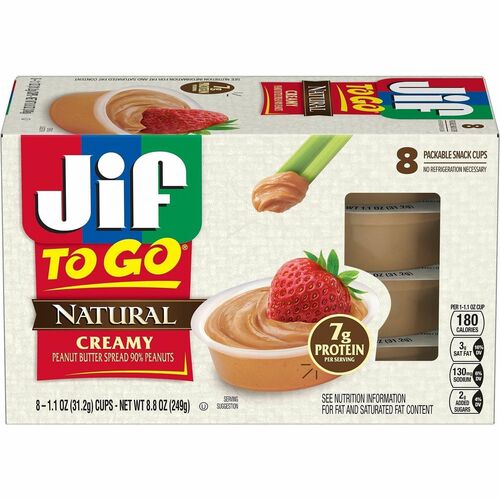 The J.M. Smucker Co.  Peanut Butter,Single-Serve,Natural,1.1 oz,To-Go,8/PK,Tan