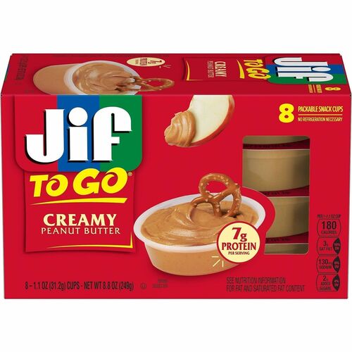 The J.M. Smucker Co.  Peanut Butter,Single-Serve Cups,1.1 oz,To-Go,8/PK,Tan