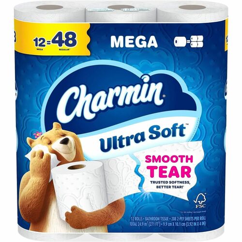Procter & Gamble Commercial  Toilet Paper,UltraSoft,SmoothTear,MegaRoll,2-Ply,12/PK,Blue