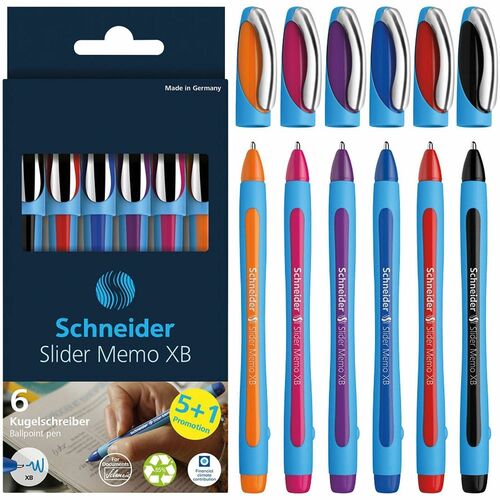 Rediform  Pen,Ballpoint,Slider Memo,Viscoglide,XB,1.4mm,6/PK,Assorted