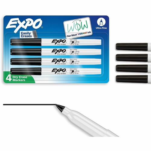 Newell Brands  Dry Erase Markers,Vibrant Ink,NonPorousSuraces,4/PK,Black