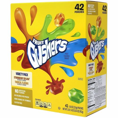 Green Rabbit  FruitSnack,Gushers,Trpcl&Strwbrry,0.8ozPack,42/BG,1/CT,Multi-GRR22001036