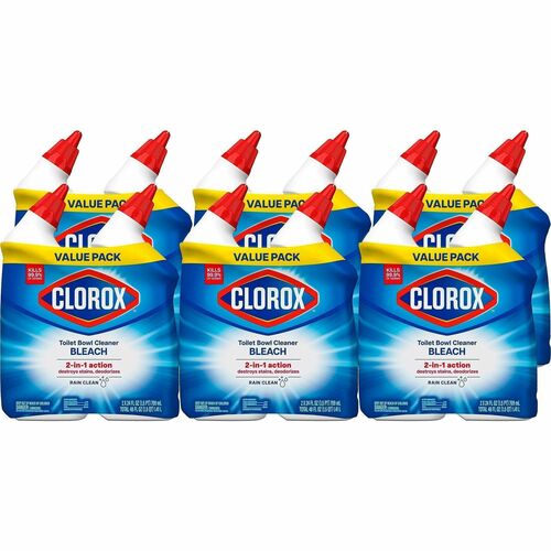 Clorox Company  Cleaner,f/ToiletBowls,w/Bleach,2in1,Antiba,RainClean,6/CT,BE
