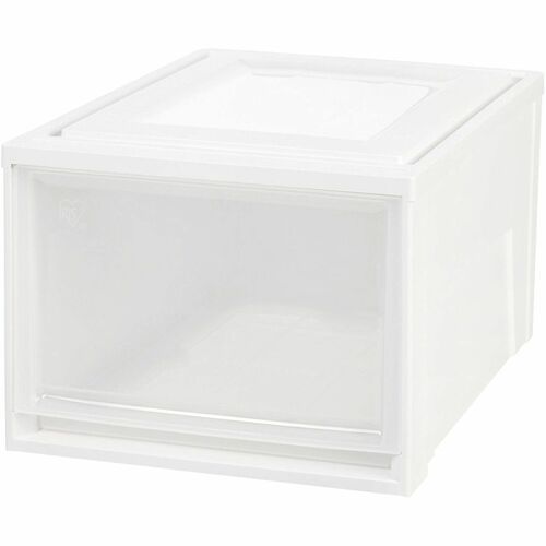 Iris  Stacking Drawer,43.4QT,19.63"Lx15.75"Wx11.5"H,White/Clear