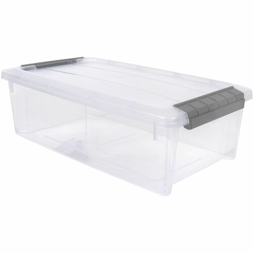 Iris  StorageTote,Stack,Buckles,6.2QT,14.13"Lx8.06"Wx4.56"H,CR/GY
