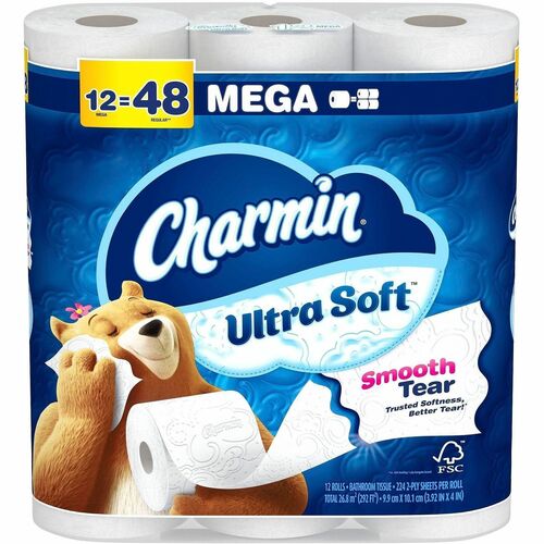 Procter & Gamble Commercial  Toilet Paper,UltraSoft,SmoothTear,MegaRoll,2-Ply,12/PK,White