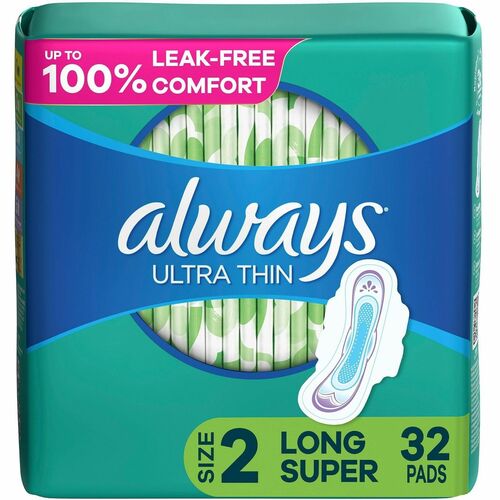 Procter & Gamble Commercial  Sanitary Pads,Ultra-thin,w/Wings,Long,Size 2, 32/PK,3/CT,WE