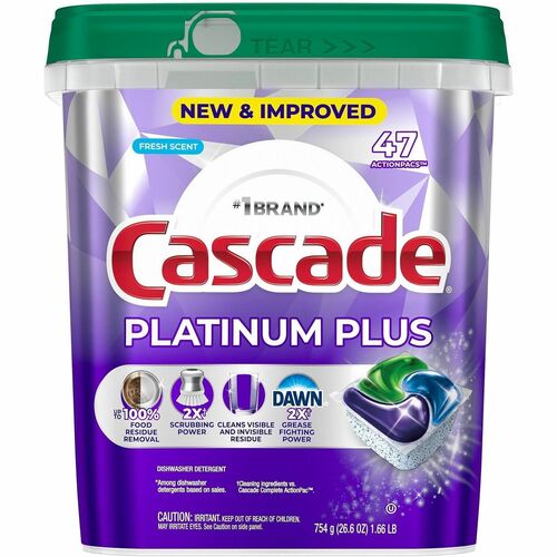 Procter & Gamble Commercial  DishwasherDetergent,Pacs,PlatiPlus,FreshScent,47/PK,3/CT,PE