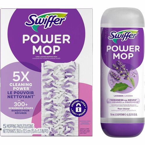 Procter & Gamble Commercial  MopPads/Solution,f/SwifferPowerMop,5 Pads/1 Solution,4/CT,PE
