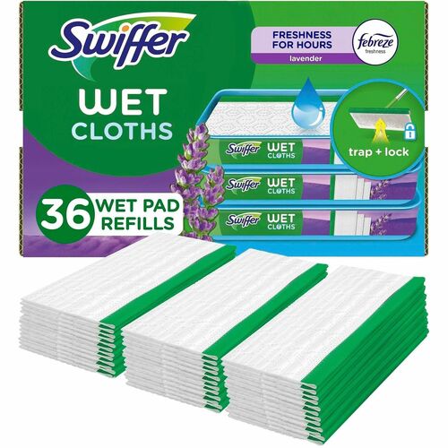 Procter & Gamble Commercial  Wet-Mop Cloths,Sweeper,Lavender,8"x10",36/CT,White