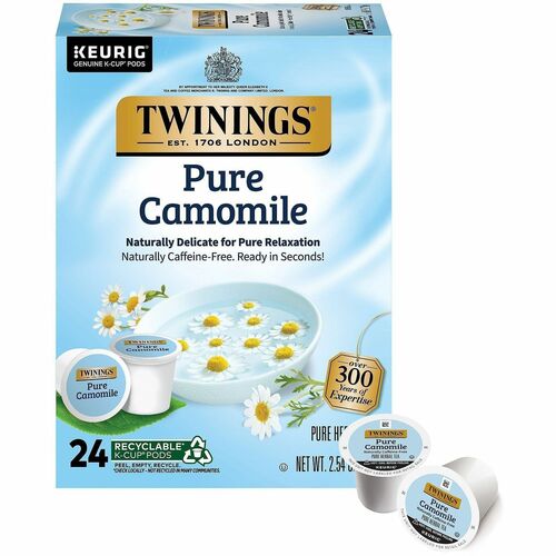 Twinings  Tea,PureChamomile,Relax,Floral,CaffeineFree,K-Cup,24/BX,Blue