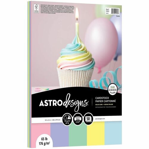Wausau Papers  Cardstock,Hvyweight,Printer,ElecCutMach,ASST,50Sh/PK,Pastels