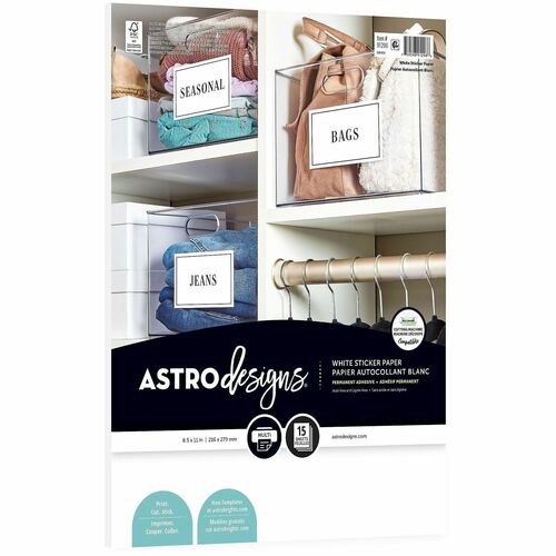 Wausau Papers  Sticker Paper,f/Label/Sign/Org,Printer,8.5"x11",15Sh/PK,WE