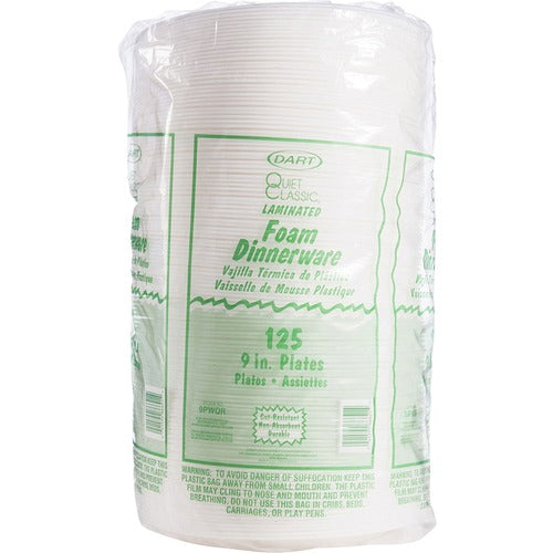 Dart Container Corp  Plates, Foam Plastic, Laminated, Glossy, 9", 125/PK, WE
