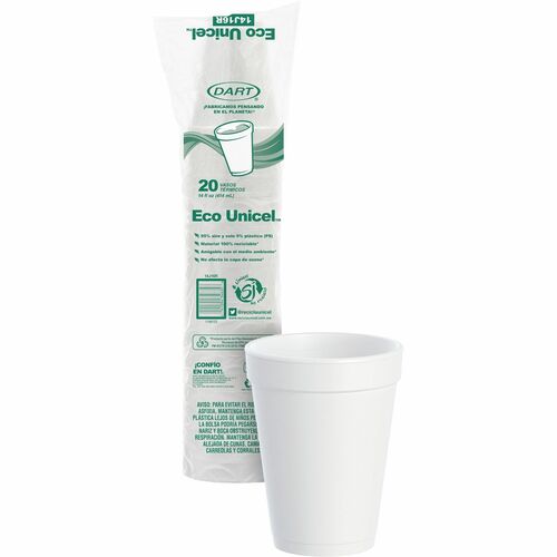 Dart Container Corp  Cups, Hot/Cold, Foam, 14 oz, 25/PK,40PK/CT,WE