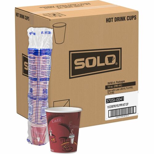 Solo Cup Company  Hot Cups, Paper, Poly Lined Inside, 10oz, 50/PK, 20/CT, MI