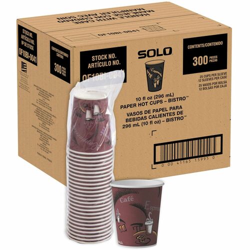 Solo Cup Company  Hot Cups, Single-sided Poly Paper, 10 oz, 300/CT, Maroon
