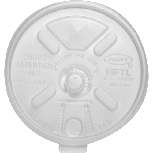 Dart Container Corp  Lids, f/12-24oz Foam Cups, Fold Tab/Straw Lid, 1000/CT,WE