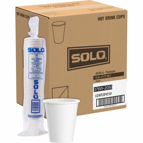Solo Cup Company  Paper Hot Cups, 6oz., 1000/CT, White