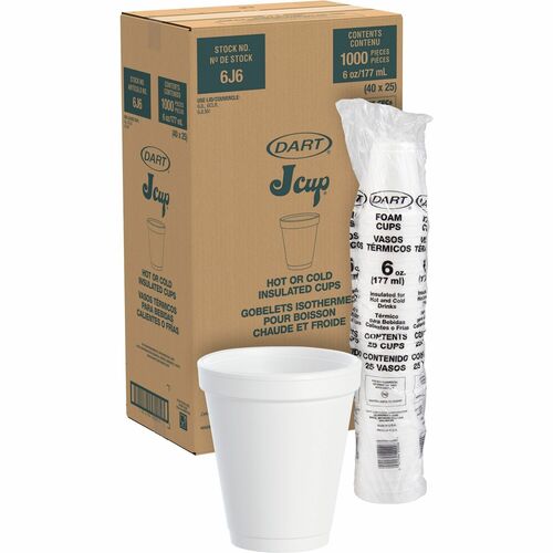 Dart Container Corp  Cups, Hot/Cold, Foam, 6 oz, 25/PK,40PK/CT,WE