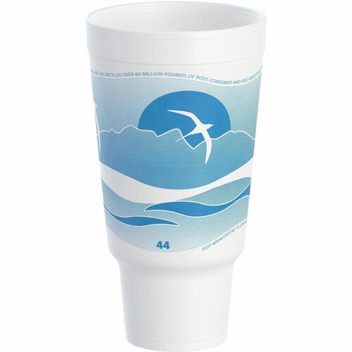 Dart Container Corp  Cups,Foam,44 oz,Stock Printed,15/PK,20PK/CT,Ocean Blue