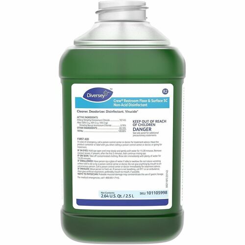 Diversey Care  DisinfectantCleaner,NonAcidic,FreshScent,2.5L/J-Fill,2/CT,GN-DVO101105998