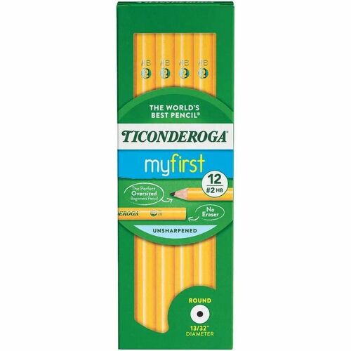 Dixon Ticonderoga Company  BeginnerPencil,No. 2,Without Eraser,Large,13/32"Dia,12/PK,YW-DIXX130800002