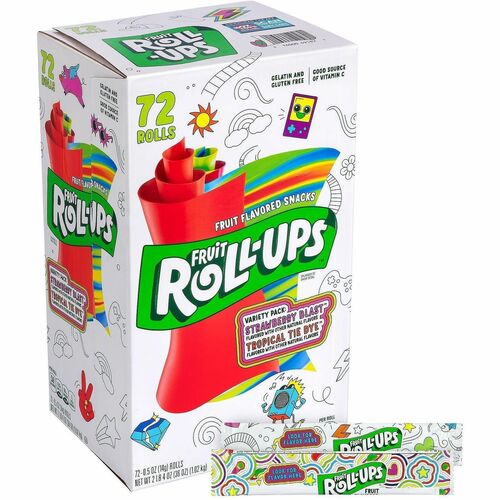 Green Rabbit  Fruit Snacks,RollUps,Strawberry/Tropical,0.5oz,72/BX,1/CT,MI-GRR22001037